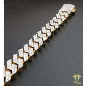 Bracelet en argent sterling 925 de qualité supérieure avec diamants en moissanite, maillons cubains épais et design hip-hop glacé brillant - Product Image 2