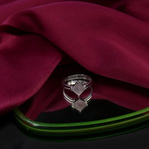 Wedding Wear 925 Sterling Silver White Rainbow Moonstone Gemstone Women Wear Classic <b>Couple</b> <b>Ring</b> - Product Image 6