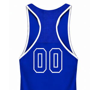Royal Blue <b>White</b> Swim <b>Tank</b> <b>Top</b> Sleeveless Racerback Lightweight Quick Dry Breathable Training Performance Athletic Swimwear - Product Image 4