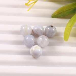 Lote al por mayor de esferas redondas lisas de ágata de encaje azul natural de 10 mm para joyería y sanación - Product Image 1