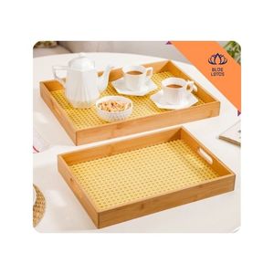 [DISPONIBLE] Bandeja de Servicio de Bambú Premium, Tabla de Exhibición Ecológica Modelo Blue Lotus Gem Le para Restaurantes, Cocinas y Comedores - Product Image 1