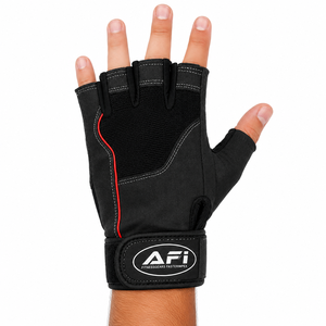 Gants de musculation personnalisés à demi-doigts en maille noire avec sangle de poignet réglable, pour la gym et le fitness, unisexe, en PU, avec poignées. - Product Image 3