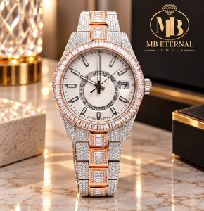 Reloj de Lujo Unisex MB ETERNAL con Diamantes Cuadrados de 41 mm, Movimiento de Cuarzo Analógico Citizen, Correa de Acero Inoxidable, Cristal de Zafiro y Hebilla - Product Image 1
