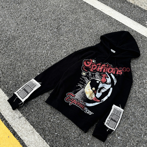 Sudadera con Capucha Unisex de Lujo Personalizada, 400GSM, Lavado Ácido, Efecto Desgastado, 100% Algodón, Sin Cordón, con Bolsillo y Diseño Gráfico - Product Image 4