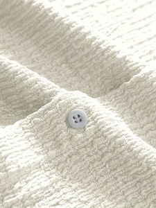 Camisa de Verano para Hombre con Cuello Cubano, Estilo Casual, Texturizada, Manga Larga, con Botones, Tejido de Sarga Teñido, Proveedor OEM - Product Image 4