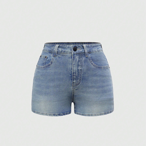 Jupe en jean droite taille mi-haute délavée, personnalisable avec logo, modèle 2026, très tendance, pour femme, écologique, style rétro décontracté - Product Image 1