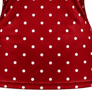 Red Polka Dot Women <b>Mock</b> <b>Neck</b> Short Sleeve T Shirt Slim Fit Stretch Casual Printed <b>Top</b> Fashion Summer Apparel Wholesale Custom - Product Image 6