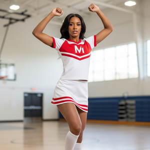 Compra al por mayor: Conjunto de falda plisada y top sin mangas con cuello en V elegante para equipos de porristas de secundaria y universidad - Product Image 6