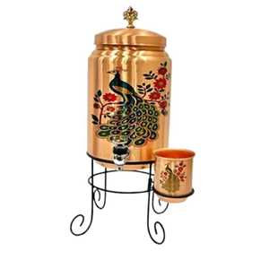Handcrafted 100 Pure Hammered <b>Copper</b> Water Dispenser 8L Large Capacity Pot with Brass <b>Knob</b> Lid for Natural Healthy Hydration - Product Image 3