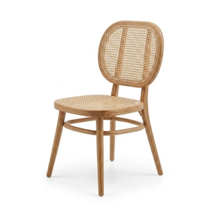 Fauteuil de salon classique en rotin tressé, structure en teck artisanale, fauteuil d'appoint style bistrot français, dossier en cannage naturel - Product Image 1
