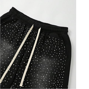 Pantaloncini Casual da Uomo Personalizzati <span class=keywords><strong>con</strong></span> Strass, in Cotone Felpato Pesante 220g, Cristalli in <span class=keywords><strong>Vetro</strong></span> ad Alta Fissazione, Vita Media <span class=keywords><strong>con</strong></span> Chiusura a Coulisse - Product Image 3