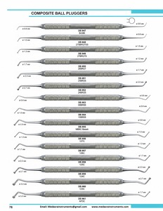 Instrumentos Dentales de Acero Inoxidable: Pluggers de Bola Compuesta con Agarre Moleteado, Herramientas Restauradoras Manuales Ø 0.6-3.2 mm, DE-947 a DE-961 - Product Image 1