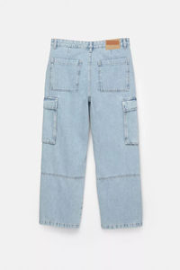 Pantalon cargo en toile bleu clair pour homme, taille mi-haute, plusieurs poches, écologique, respirant, avec cordon de serrage, léger - Product Image 5