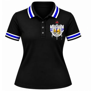 Camiseta Polo Negra Sigma Gamma Rho para Mujer, Manga Corta, con Cuello, Letras Griegas, Ropa de Sororidad, Informal, para Golf y Deportes - Product Image 1