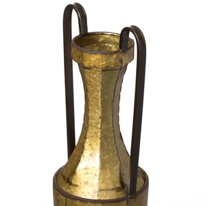 Vase de sol rustique style ancien avec poignée, finition martelée, urne décorative en métal, hauteur 12,5 pouces - Product Image 3