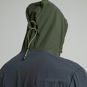 Custom Hooded Solid <b>Men's</b> Windbreaker <b>Jacket</b> with Drawstring Closure 100% Cotton Fleece Fabric Multi-Pocket Design - Product Image 5