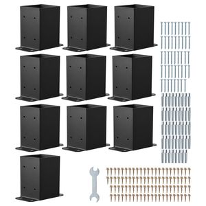 Base per Palo 4x4, 10 Pezzi, 3.6x3.6 Pollici, Staffe Robuste in Acciaio al Carbonio per Pali in Legno - Product Image 1