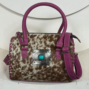 Bolsos de Cuero Vacuno Auténtico Estilo Vintage Western, Bolsos de Viaje Unisex Hechos a Mano Multiusos, Cuero con Pelo, Perfectos para Mujeres - Product Image 4