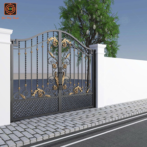 Puerta Metálica de Doble Hoja Estilo Europeo KHP, Recubierta con Polvo, Puerta Batiente Resistente para Uso Exterior en Villas - Product Image 5