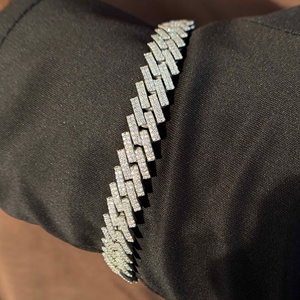 Men's Moissanite Cuban Link Bracelet 925 Silver <b>Iced</b> <b>Out</b> Hip Hop Jewelry Diamond <b>Chain</b> Luxury Bling Wedding Party Gift Fashion - Product Image 6