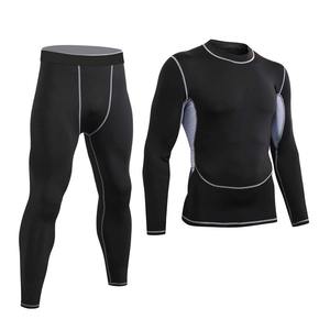 Combinaisons de fitness pour hommes avec logo personnalisé / Vente en gros de leggings de sport ajustés pour hommes avec ensembles de t-shirts - Product Image 4