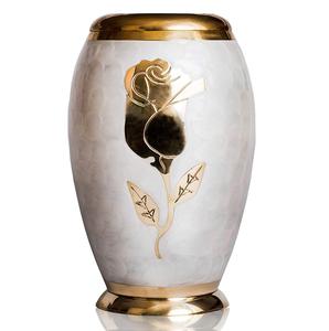 Urna Funeraria de Metal para Cenizas de Adultos, Estilo Americano/Europeo, con Grabado de Flor Rosa en Latón Pulido - Product Image 3