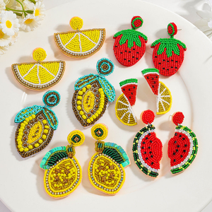 Joyería Artesanal Personalizada con Cuentas de Frutas (Limón/Naranja/Sandía/Fresa) para Uso Casual de Verano - Product Image 1