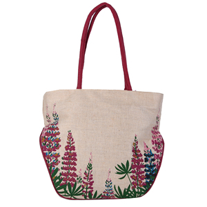 High Quality Eco-Friendly Cotton <b>Canvas</b> Tote <b>Bag</b> with Botanical Flower Print <b>Large</b> Capacity Handbag From Indian Supplier - Product Image 3