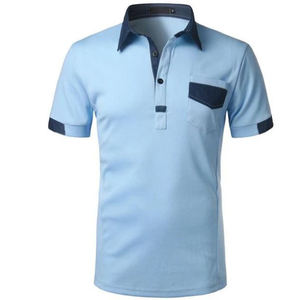 Dernière conception de logo personnalisé, poche pour chemise homme, séchage rapide, manches courtes, motif uni, haut de sport décontracté style anglais - Product Image 1