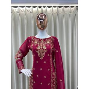 Haut et bas de créateur avec Dupatta pour la fête Taille XL - Product Image 1