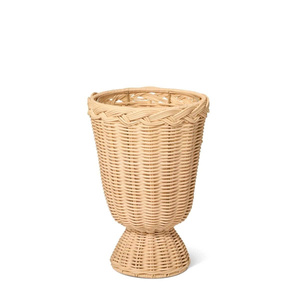 Panier de fleurs en rotin artisanal sur piétement, design conique haut, support de pot de fleurs tissé naturellement pour la décoration intérieure - Product Image 1
