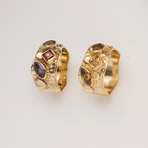 แหวนพลอยหลายเม็ดทรงสี่เหลี่ยมธรรมชาติ ทองเหลืองชุบทอง ทำมือ ดีไซน์ทันสมัย สำหรับผู้หญิง ขายส่ง - Product Image 6