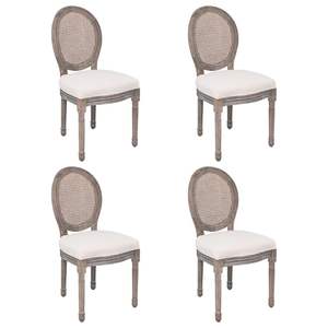 4 sillas de comedor de tela color crema - Product Image 1