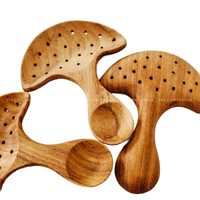 Cuillère en bois en forme de champignon avec trous de filtration, cuillère en bois naturel en forme de champignon pour le thé, le café et la cuisine, infuseur à thé en forme de champignon