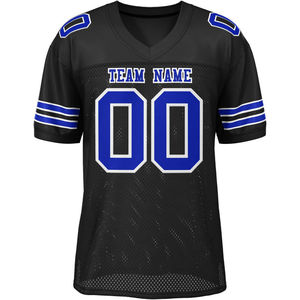 Custom Black Red American Football Jersey V-Neck Short Sleeve Mesh Breathable 100% Polyester Sublimated Print Front Team <b>Name</b> - Product Image 2