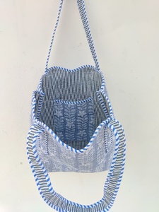 Custom Women's Tote <b>Bag</b> Cotton Fabric Elegant Floral Print Lightweight Quilted Zipper Closure Solid Color Washable Travel Daily - Product Image 2