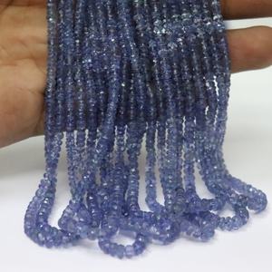 ลูกปัดแทนซาไนต์ธรรมชาติทรงรอนเดลเหลี่ยมเพชรพลอย ขนาด 4 มม. ความยาว 16 นิ้ว สีฟ้า คุณภาพสูง ขายส่งสำหรับทำเครื่องประดับ - Product Image 1