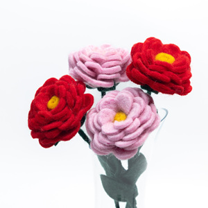 Flores de Ranúnculo de Fieltro Hechas a Mano, Tallo Único Artificial, Venta al por Mayor, Flores de Fieltro para Decoración de Primavera, Decoración para Bodas - Product Image 5