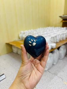 Brass American Style <b>Heart</b> Shape Pet Cremation Urn Silver Color with Paw Print Design Customizable for Pet Ashes Storage - Product Image 3