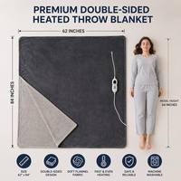 Beheizbare Decke 62x84 Zoll, Doppelseitig aus Flanell, 6 Heizstufen, 12-Stunden-Abschaltautomatik, Maschinenwaschbar für Zuhause