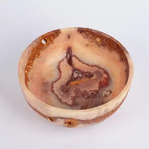 Cuenco de piedra artesanal, centro de mesa de piedra natural, ónix de alta gama hecho a mano, accesorio decorativo de lujo pulido, precio al por mayor - Product Image 4