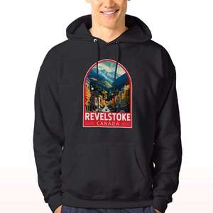 Sweat-shirt polaire imperméable pour ski et snowboard, motif montagne, Revelstoke Canada, chaud, streetwear - Product Image 1