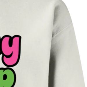 Sweat-shirt à col rond graphique Pinky Up blanc, manches longues, poignets côtelés, décontracté, en polaire pour femme, style streetwear tendance - Product Image 4