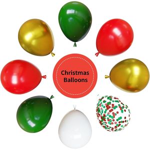 Palloncini per Feste di Natale 67 Pezzi 12 Pollici Rossi Verdi con Coriandoli Bianchi e Dorati per Compleanni e Celebrazioni Natalizie - Product Image 2