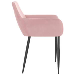 Juego de 2 Sillas de Comedor Medianas de Terciopelo Rosa y Metal - Product Image 4