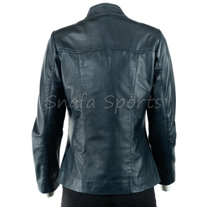 Veste en cuir élégante pour femme, longueur normale, manteau de créateur stylé, coupe ajustée, tendance inspirée, tenue d'hiver pour femme - Product Image 4