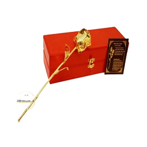 Beau Cadeau Naturel Cuivre Rose Or Rose Fleur Trempé Réel Naturel Plaqué Or 24k Feuille d'Or Rose Cadeaux - Product Image 2