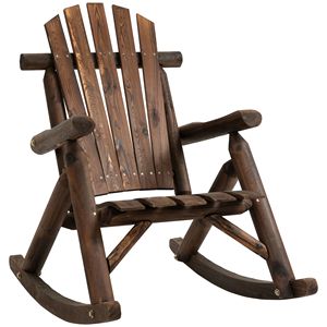 Sedia a dondolo Adirondack in legno con finitura carbonizzata per esterni rustici - Product Image 1
