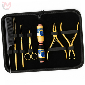 Matte <b>Black</b> Micro-Link <b>Hair</b> Extension Tool Kit Stainless Steel Pliers Scissors Comb Clips <b>Accessories</b> Set - Product Image 4