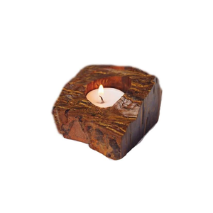 Portavelas de Piedra Natural Tallada a Mano con Ojo de Tigre, Piedra Preciosa de Ágata, Venta al por Mayor - Product Image 1